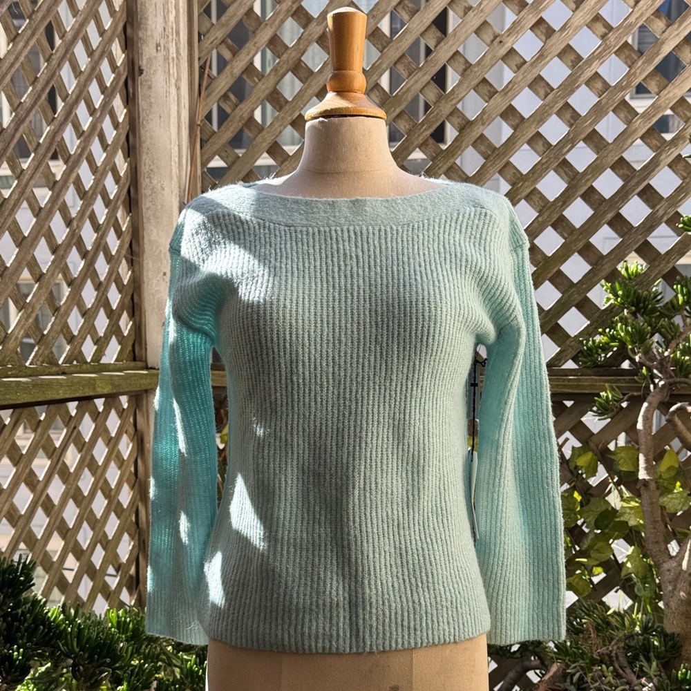 LEITH Bateau- neck ribbed Sweater.
Baby Blue.Size Small .  3/4 Sleeves 
NWT